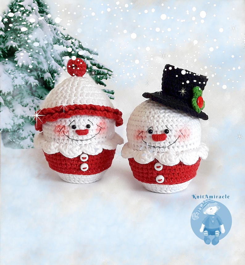 Crochet pattern Amigurumi Snowman Christmas Elf / Gnome Gingerbread Christmas Decorations ornament Set toys cupcakes image 2