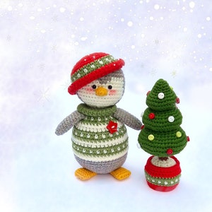 Christmas crochet pattern Amigurumi for decor or children's toy / Perry, The Christmas Penguin and Christmas tree image 6