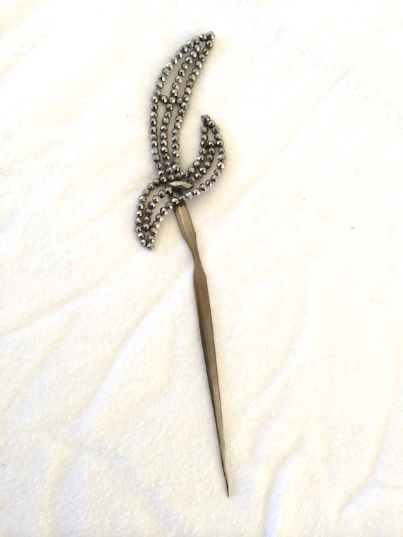 Victorian Cut Steel Hair Pin Hat Pin Adornment 18… - image 2