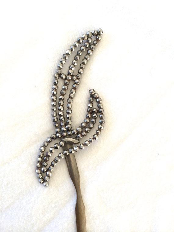 Victorian Cut Steel Hair Pin Hat Pin Adornment 18… - image 3