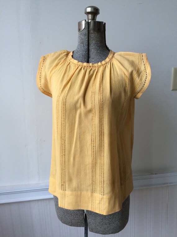 1920s 1930s Flapper Gauze Peasant Blouse Top Tunic