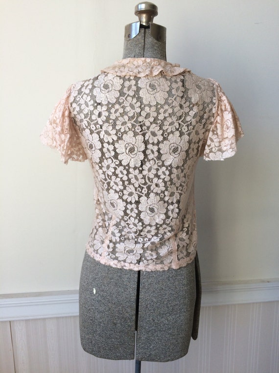 1920s 1930s Delicate Net Lace Blouse Flutter Peta… - image 2
