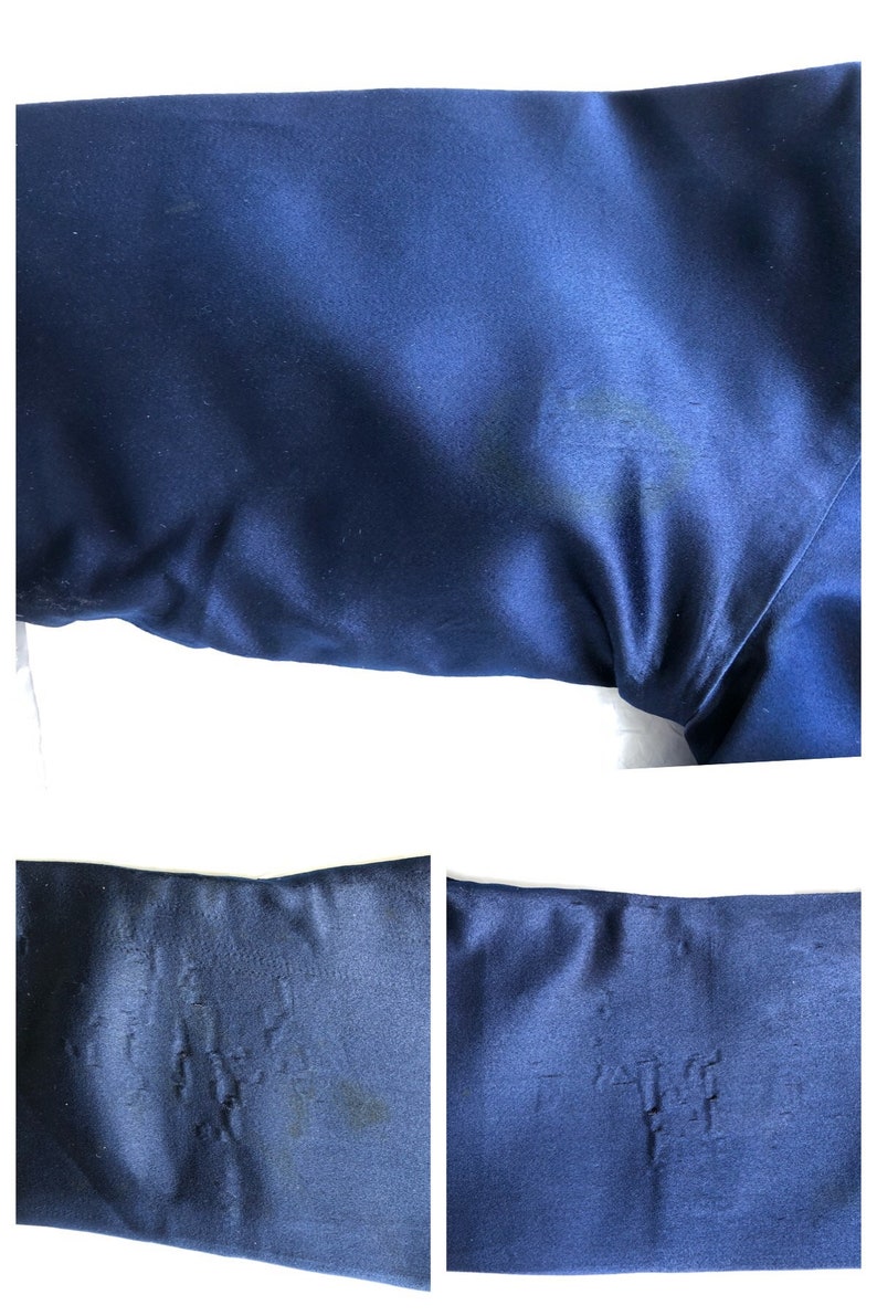 1910s Navy Silk Satin Bodice Blouse Top Lace Insert Titanic Era Medium
