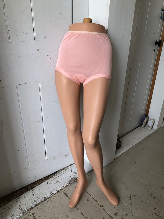 1940s Sheer Peach Rayon Jersey Stripe Pin-up Girl High Waisted Panties  39-42 Hips NOS 