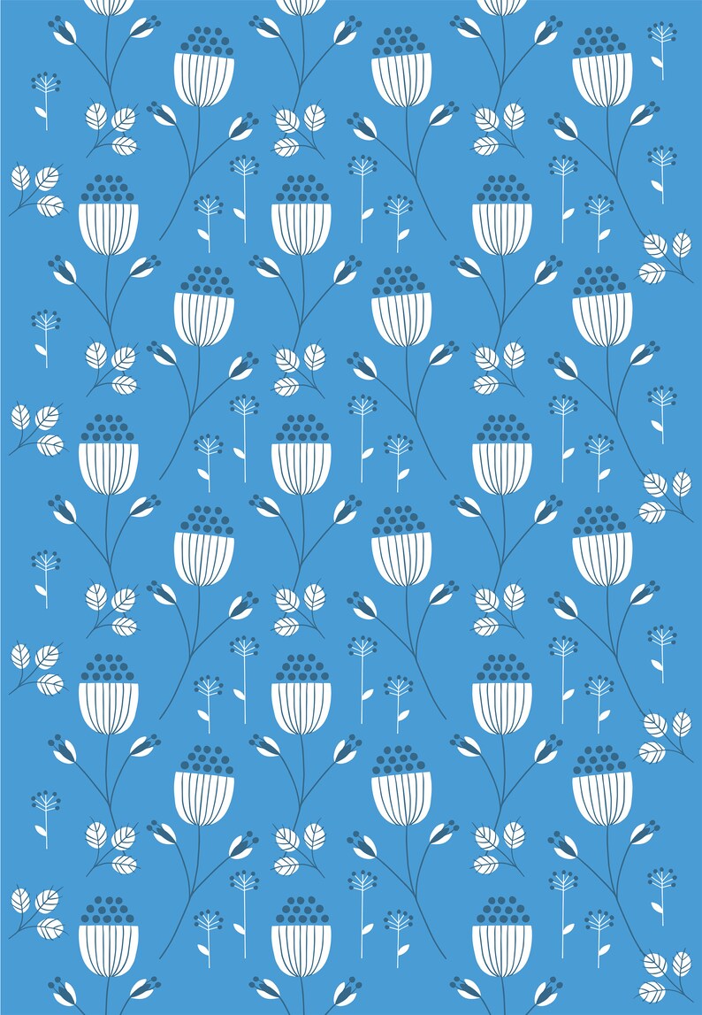 Scandinavian Folk Art Floral Wrapping Paper Sheets Set of 3 Etsy