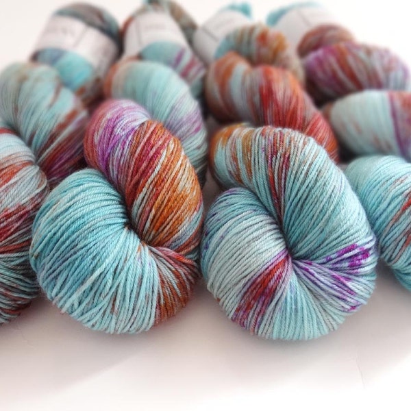 Sock Yarn Superwash Merino/Nylon 4ply Handdyed Yarn: WATER GARDEN