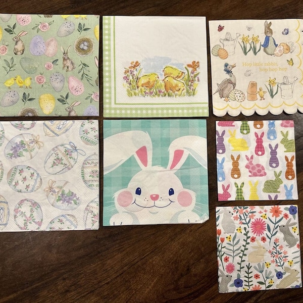 Easter Napkin Bundle #2, bunny napkin, easter egg napkin, bunnies and floral, ducks, napkins for decoupage, decoupage napkin, paper