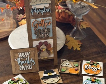 Thanksgiving Interchangeable Squares Mix & Match, Fall, Harvest, Decoration, DIY