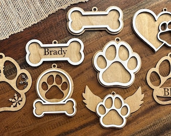 Personalized Pet Tag Ornaments, Wood Ornament, Dog Personalized Ornament, Cat Personalized Ornament, Christmas Ornament, Christmas Decor