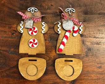Gingerbread Votive Table/Shelf Sitter, Christmas, Gingerbread, Peppermints, Tea Lights, Decoration, DIY, Winter