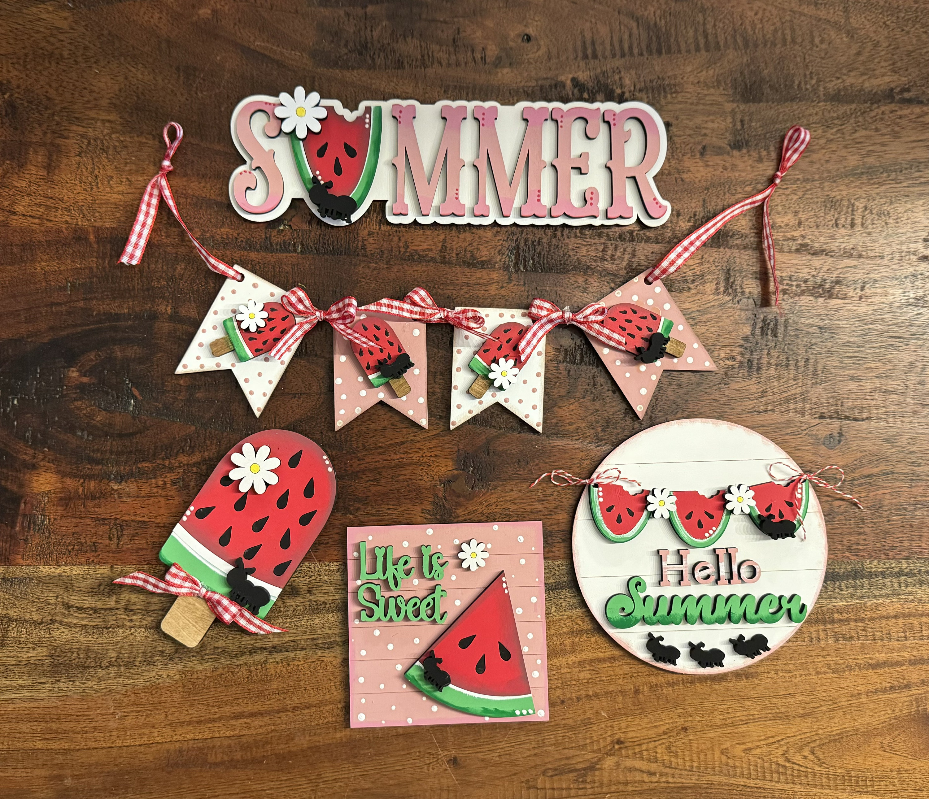 Summer Watermelon Tiered Tray 5 Piece Set, DIY