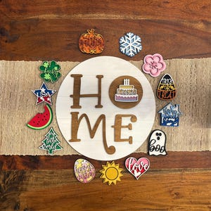 Interchangeable Round Home Sign, Interchangeable Home Door Hanger, Wall Decor, Interchangeable Seasonal Sign, DIY, Home Decor