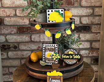 Farm Fresh Lemons Tiered Tray 7 Piece Set, DIY