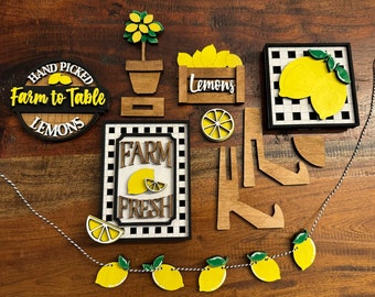 Farm Fresh Lemons Tiered Tray Individual Pieces