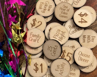 Reward Tokens Set of 30, Wooden Tokens, Easter Egg Tokens, Easter Egg Stuffer, Reward Tokens Coins, Easter Egg Filler
