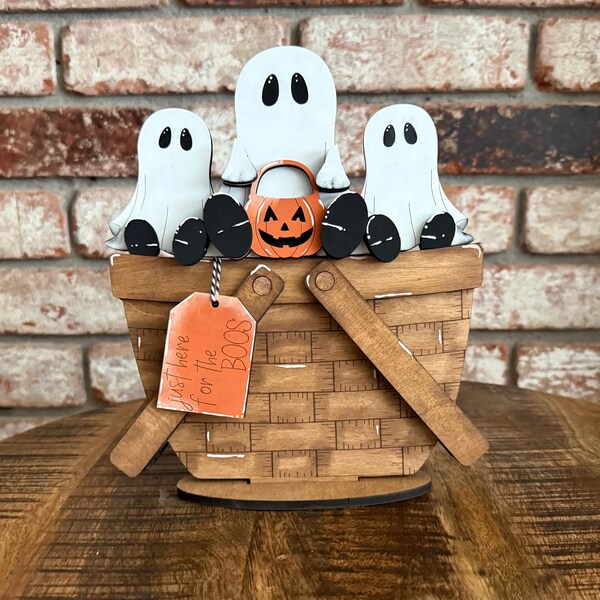 Ghosts For The Lg Flower Basket Interchangeable, Halloween, Decor, Decoration, Fall, Pumpkins, Shelf Sitter, DIY