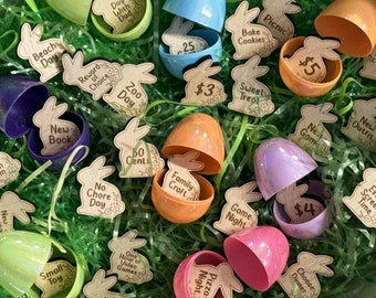 Easter Bunny Tokens Egg Fillers Set of 30, Easter Egg Stuffer Reward Tokens Coins Wooden Tokens Easter Egg Tokens