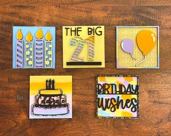 Birthday Interchangeable Squares Mix & Match, Gift, Celebrate, Home Decor, DIY, Birthday Wishes
