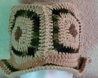 Granny Square Bucket Hat. Crochet handmade. Can be worn by  Women, Men & Teens. Choose your colors. Made to order.