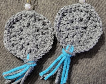 Earrings, Handmade Crochet jewelry.  Match your outfit, represent your organization or team colors. For every day, holiday or vacation