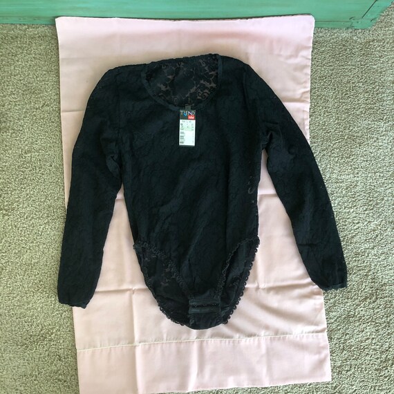 1980s Trend/Triumph brand black lace bodysuit