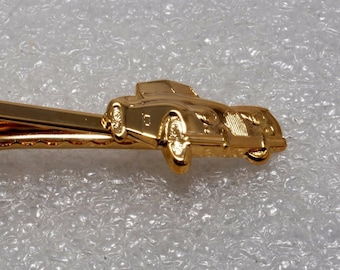 Clip de corbata antiguo vintage antiguo de coche descapotable de moda para hombre, latón chapado en oro NOS