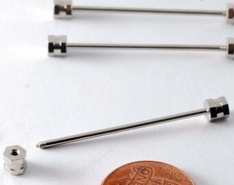 Lot Of 4 Vintage Silver Plated Brass HEX Ends Collar Bars Steampunk DIY A1