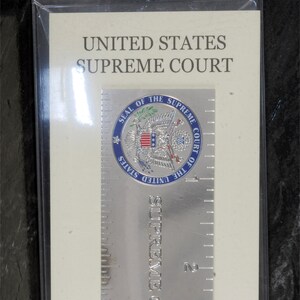 Oberstes Gericht der Vereinigten Staaten von Amerika, versilbertes Lineal, 15,2 cm, New Old Stock, Made In USA