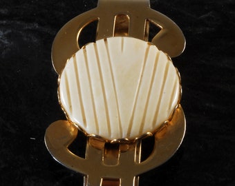 Dólar signo dinero Clip oro chapado delgado con plástico inserto usado Vintage