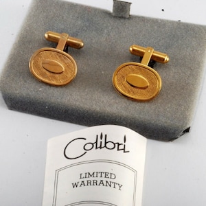 Vintage Colibri 14 KT. Gold Filled Round Cuff Links Cufflinks In Velvet Box New Old Stock