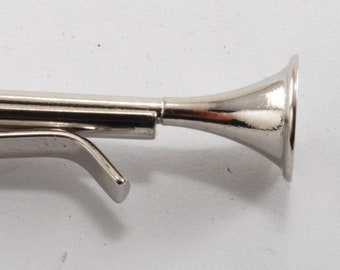 Vintage Men's Silver Plated Brass Horn Tie Clip Tie Clasp NEW OLD STOCK