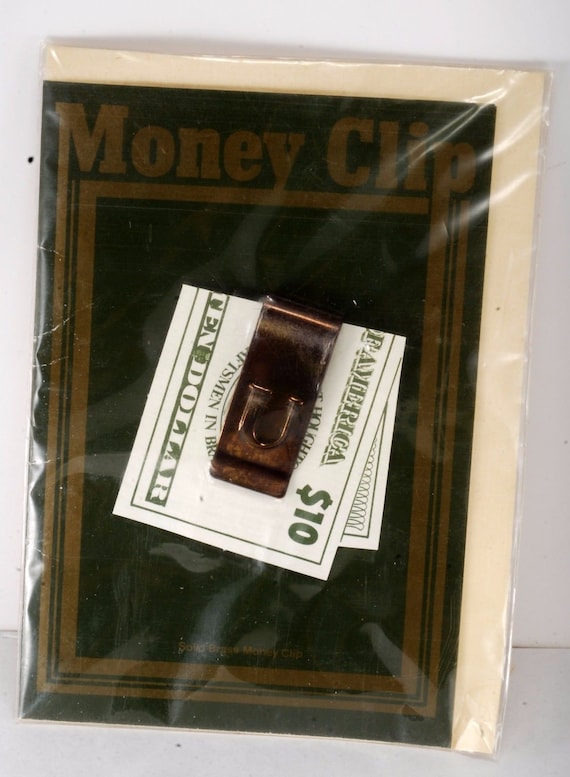 Vintage Solid Brass Letter "U" Money Clip w Card N