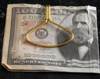 Vintage Collectible Antique Brass Wire Money Clip NOS 1940&#39;S