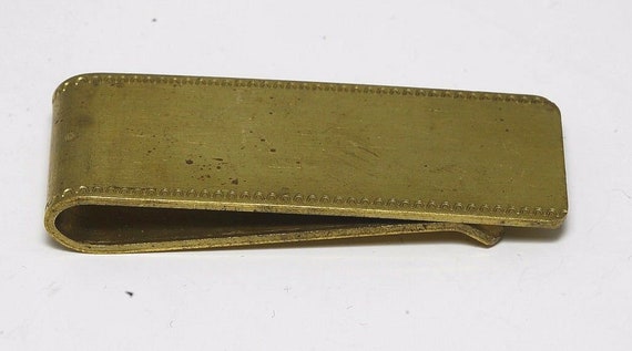 Vintage Collectible Solid Brass Money Clip Etched… - image 1