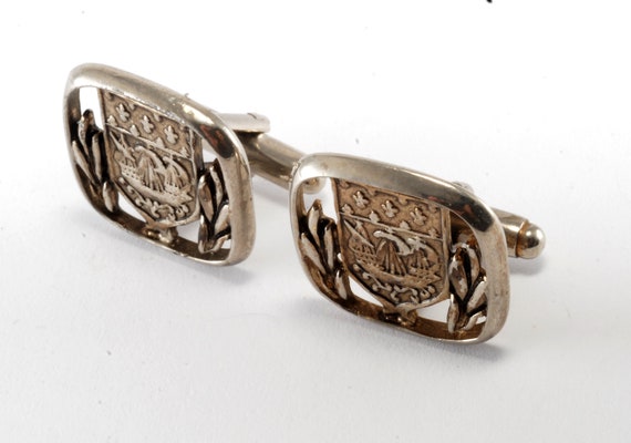 Vintage Cufflinks Pioneer Caravel or Carrack Sail… - image 1