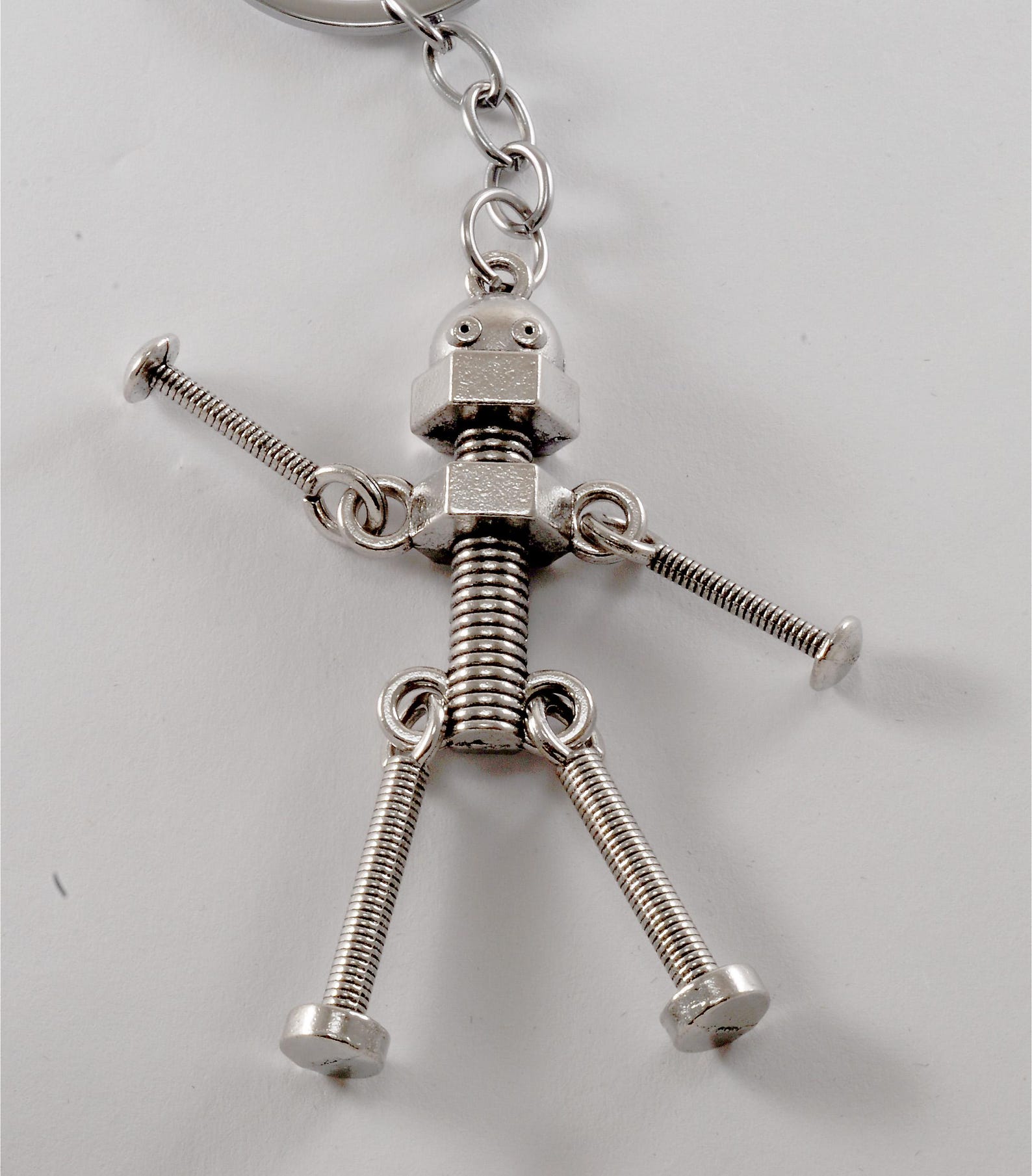 Key Chain Silver Tone Nut and Bolt Robot Man Keychain New Old Stock - Etsy