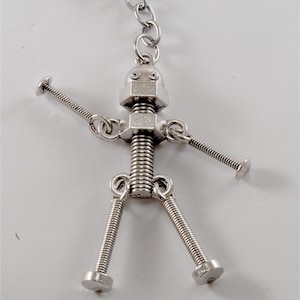 Key Chain Silver Tone Nut and Bolt Robot Man Keychain New Old Stock - Etsy