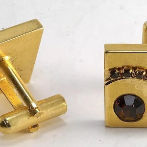 Gemelos vintage de color naranja claro y rojo con diamantes de imitación en cartulina, años 50, NOS