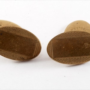 HG&S Antique Art Deco 10ct GOLD Cufflinks Chain Back Very Old Cuff Links 1940&#39;s USA Used Very Old Cuff Links Used