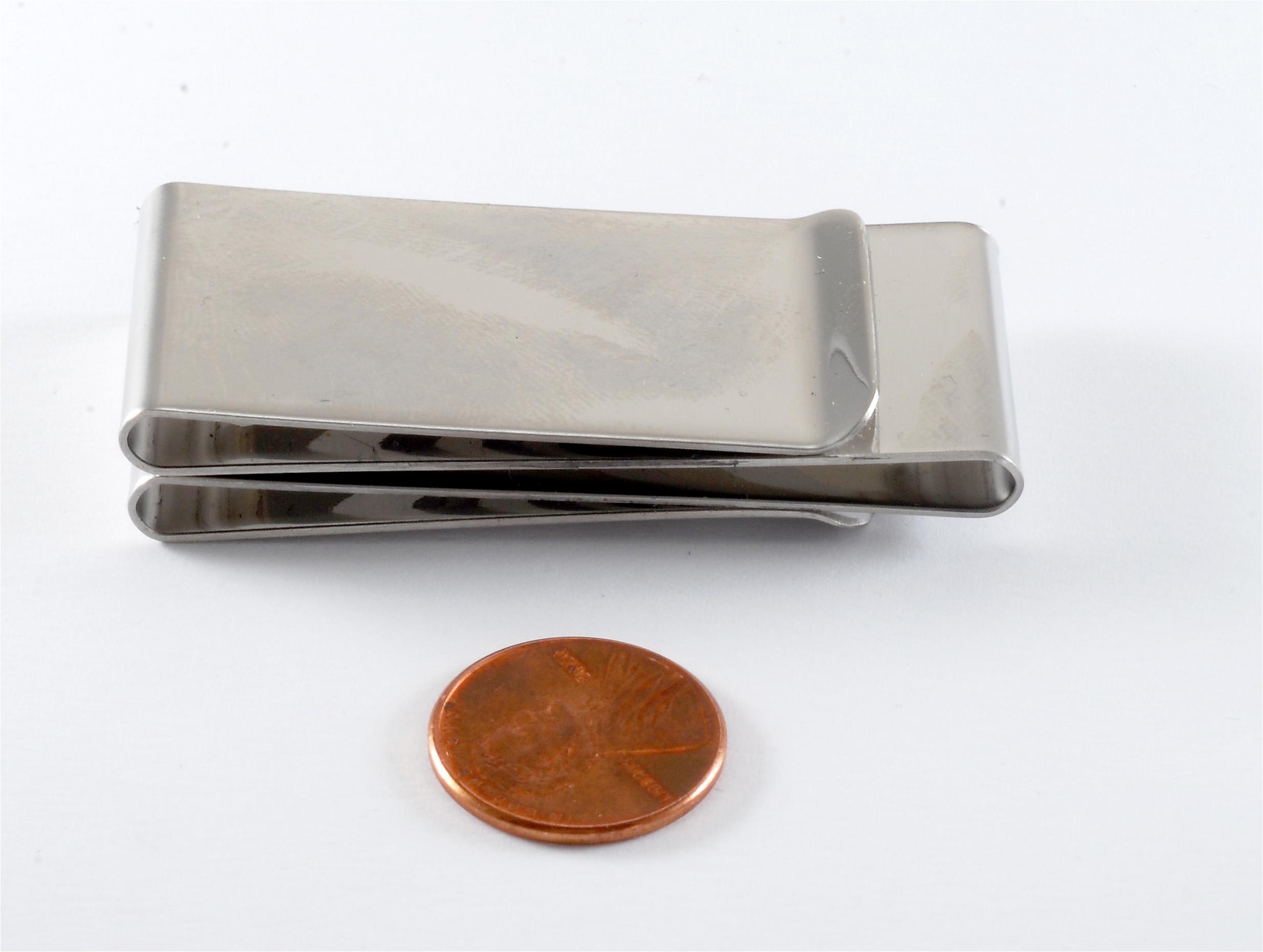 Double Sided Money Clip Silver Plated Brass 2 Sided Money Clip NOS