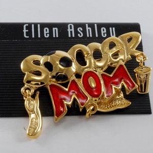 Vintage TONA Soccer Mom Broach Gold Platedand Enamel Made In USA Signed