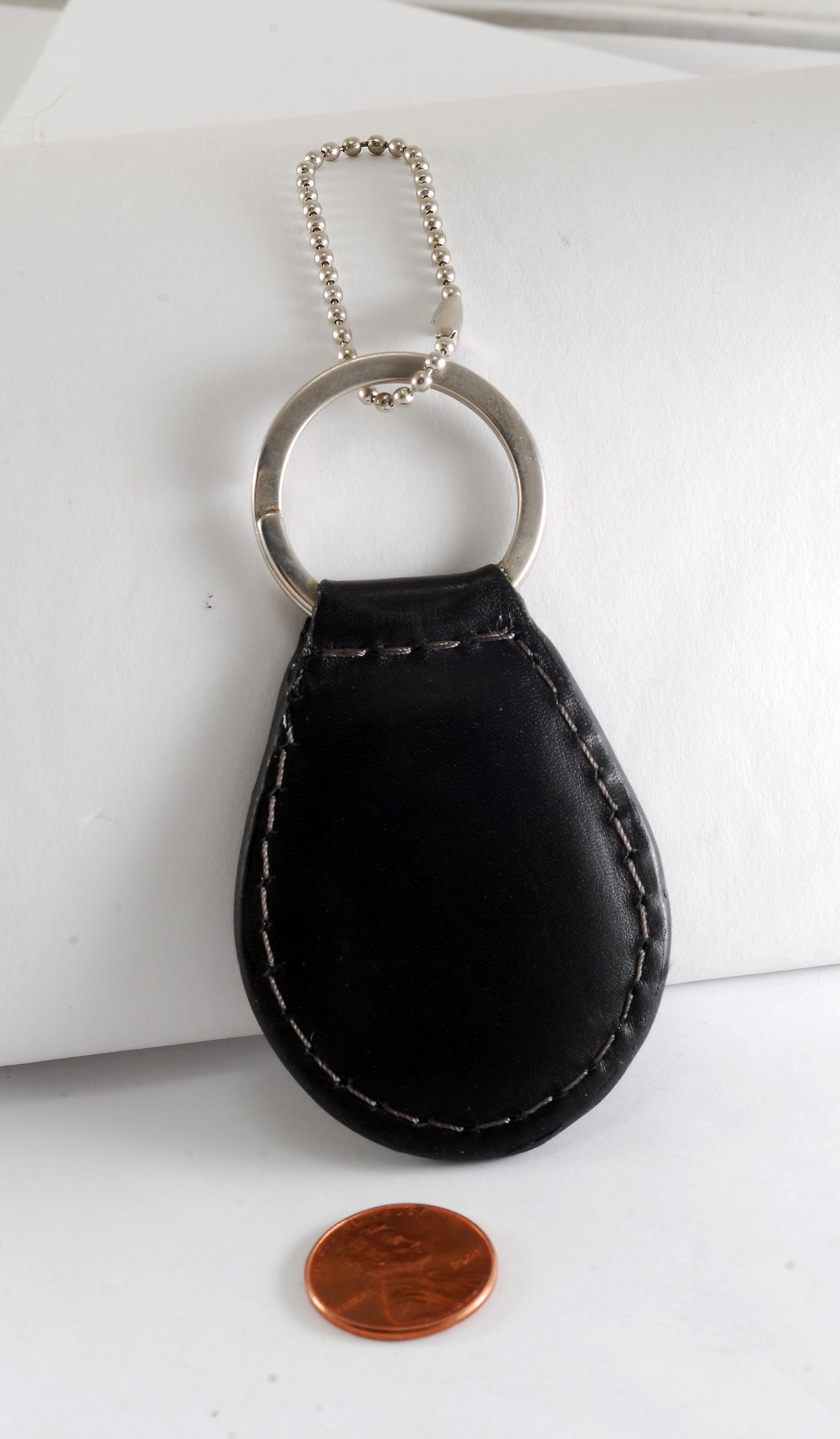 Tommy Hilfiger Leather Crested Key Chain Black Designer Key Fob