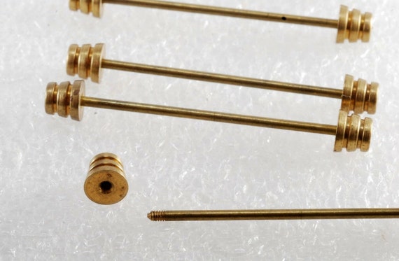 Lot Of 5 Old Rare Vintage Solid Brass Ridged Spooled End Collar Bars New Old Stock DIY Steampunk Piercings Jewelry Making