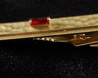 Fermoir à Cravate Vintage Des Années 50/60 Par HICKOK USA - Modèle 10315, Doré Et Rouge - Occasion