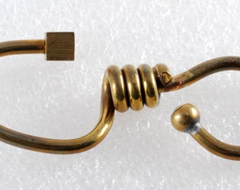 Old Vintage brass Coat Hanger wire Key chain Key FOB hook new old stock