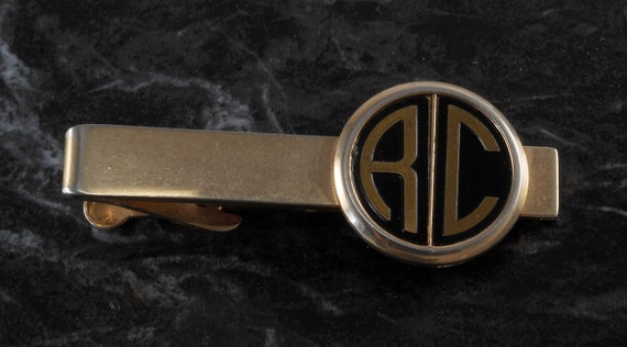 Vintage Swank Initials " RC"  Tie Clip Gold Plate… - image 2