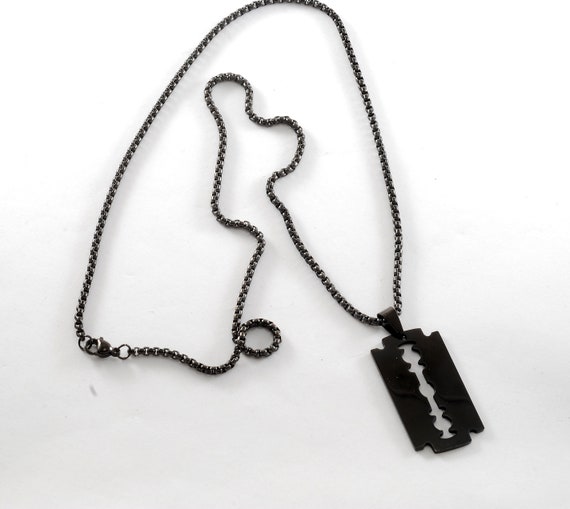 OFF-WHITE BLADE ネックレス ブラック ブラック 8.5mm フィガロネックレス ステンレス 喜平ネックレス ごつめ