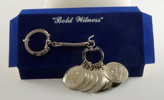 Vintage Bold Witness Key Chain Silver Tone Metal … - image 6