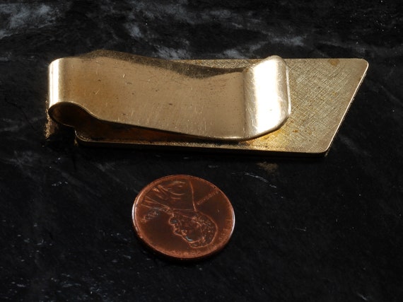 Vintage Money Clip Trapezoid Shape Gold Plated Br… - image 4