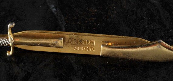 Vintage Anson Sword Tie Clip Tieclip Gold Plated … - image 2